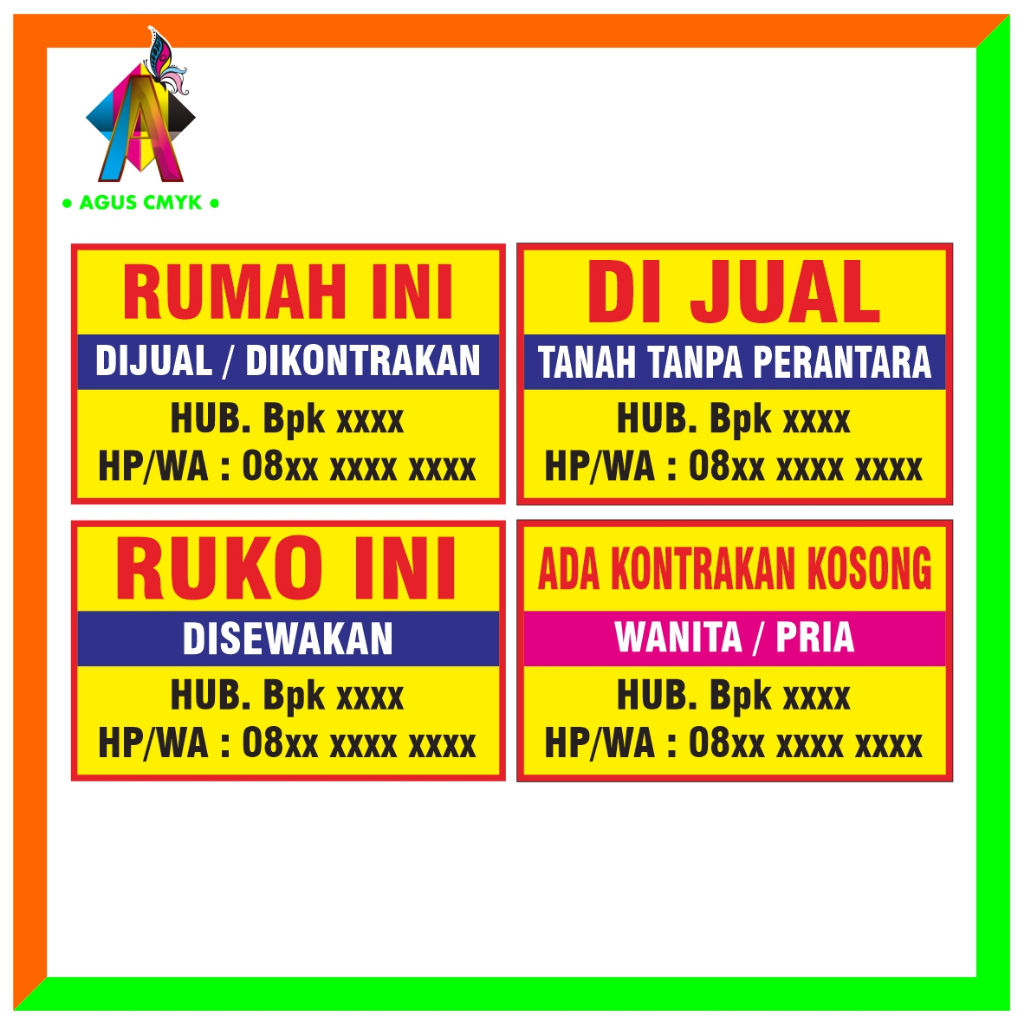 Cetak Spanduk Dijual Disewakan Dikontrakan Banner Dijual Disewakan Dikontrakan