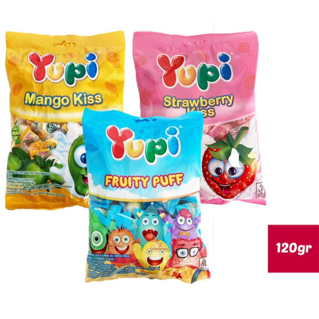 

Yupi Strawberry Mango Kiss Permen Candy 120G 1 Bag Isi 50 Pcs