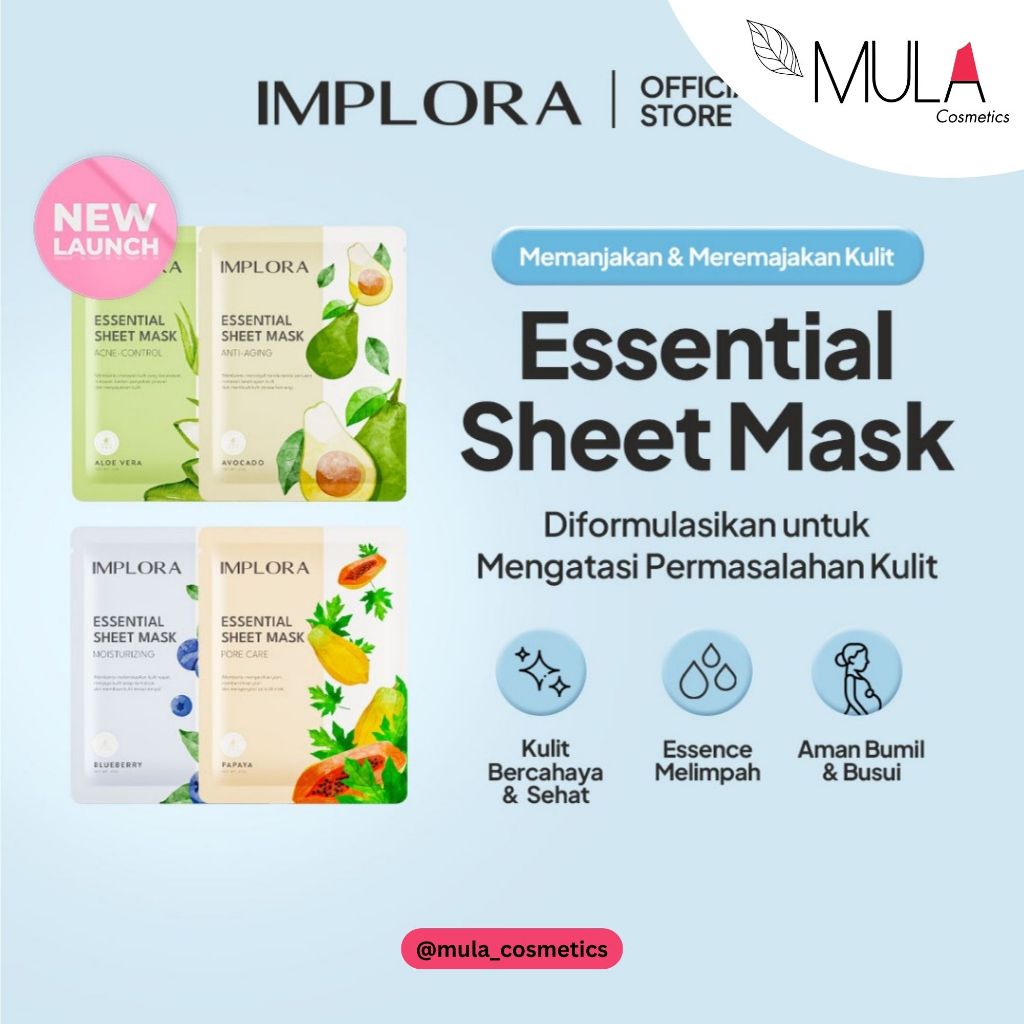 IMPLORA ESSENTIAL SHEET MASK / MASKER WAJAH / SHEET MASK