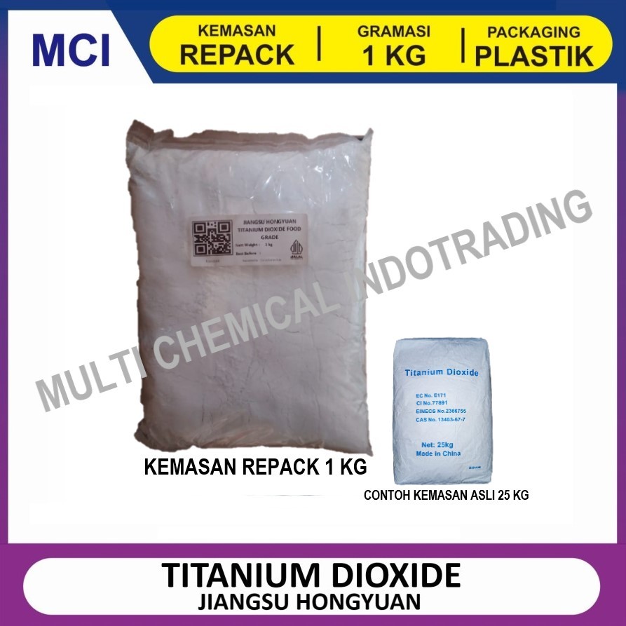 

TITANIUM DIOXIDE JIANGSU HONGYUAN PEMUTIH MAKANAN FOOD GRADE - 1 KG
