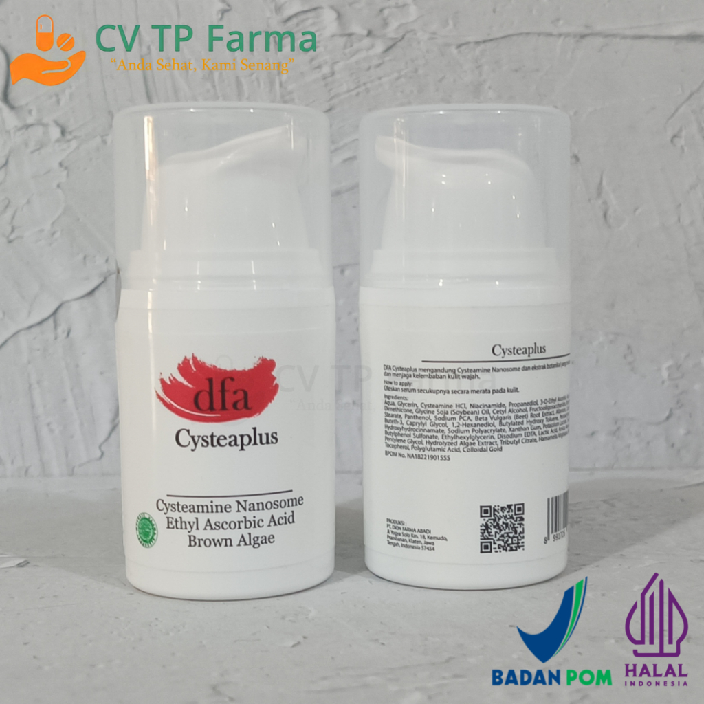 DFA CYSTEAPLUS 15 G | CYSTEAMINE BROWN ALGAE | KURANGI MELASMA PERBAIKI SKIN BARRIER NUTRISI KULIT