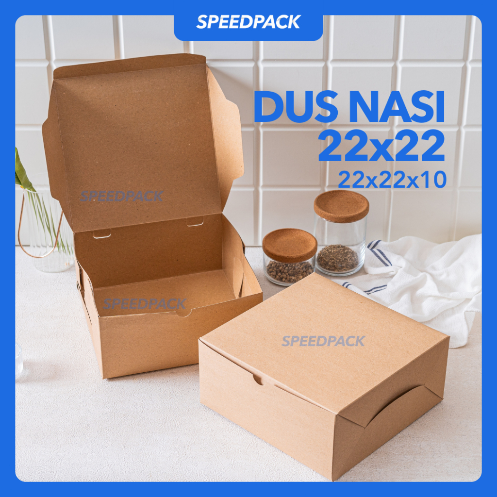 

BOX NASI 22x22 DUS NASI KUE KRAFT PAPER / COKLAT TEBAL 325 GSM LAMINASI