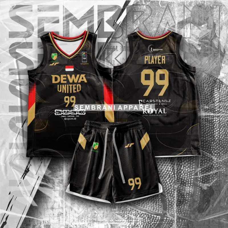 JERSEY BASKET IBL DEWA UNITED 2024 HITAM (BISA GANTI NAMA DAN NOMOR)