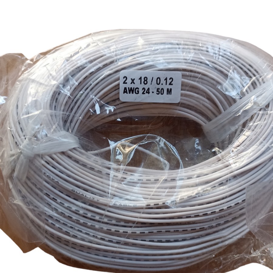 Kabel Listrik AWG 24 Serabut 2x 1.8 putih Awg-24 - 50mtr