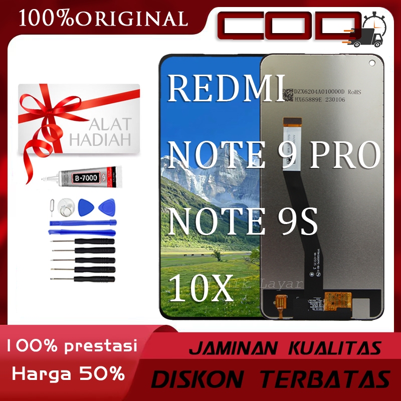 LCD REDMI NOTE 9 PRO/NOTE 9S/10X TOUCHSCREEN COMPLETE ORIGINAL FULLSET HP Touch Garansi 12 bulan bon