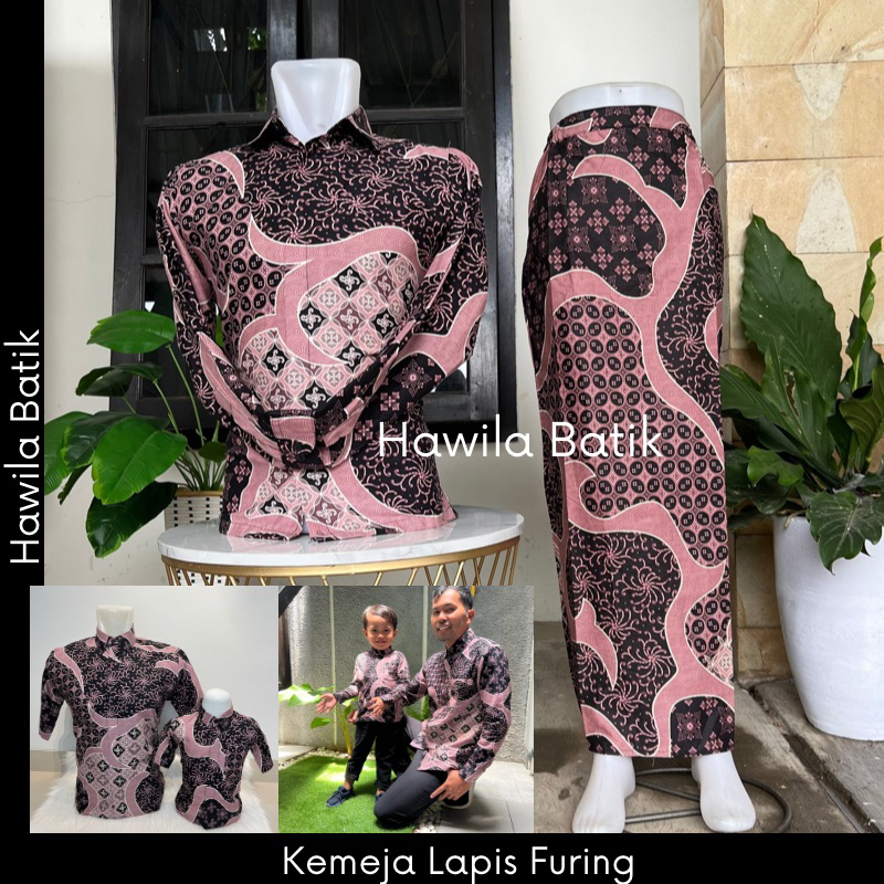 Couple Kemeja Batik Pria dan Rok Lilit Rok Span