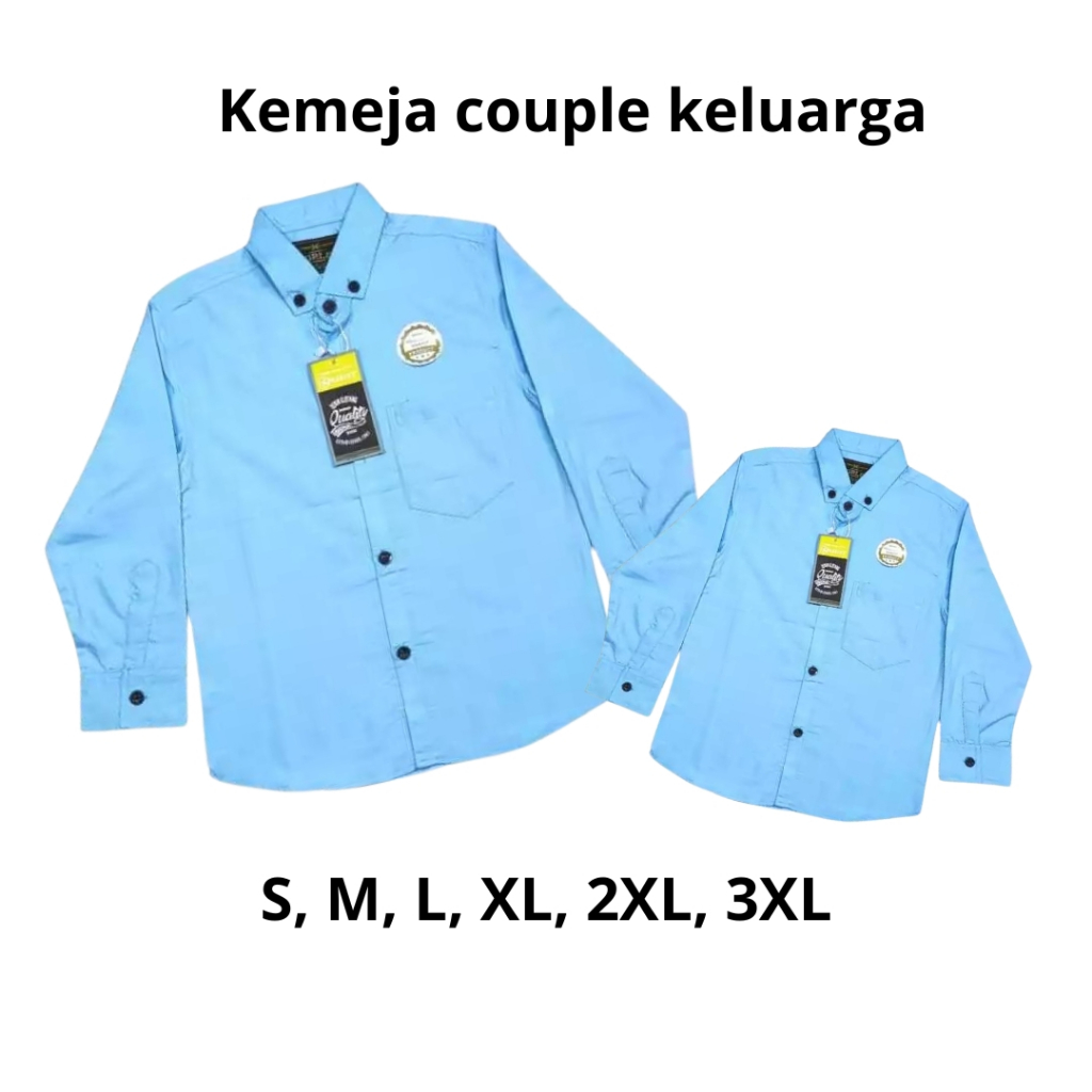 KEMEJA LENGAN PANJANG POLOS COUPLE AYAH ANAK