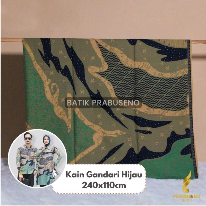 Kain Batik Prabuseno Pria Wanita Original GANDARI HIJAU Katun Premium Adem Halus Hand Print Seragam 