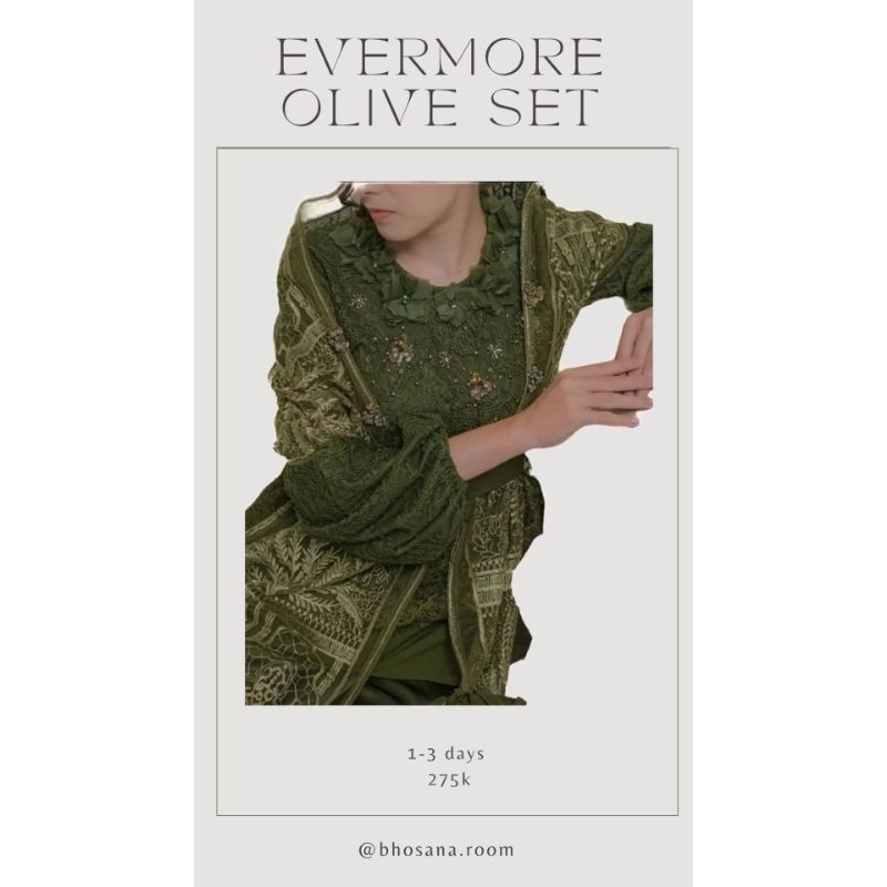 sewa kebaya olive IVORY RTW lamaran wisuda pesta kondangan