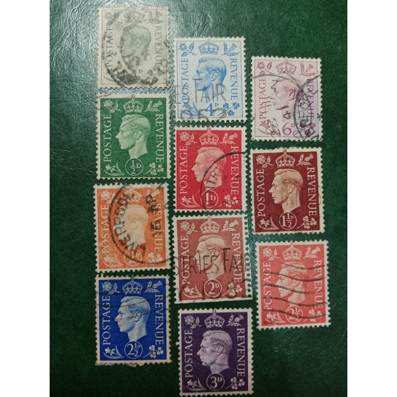 

Prangko British 11 pcs King George VI Tahun 1936-1952 USED