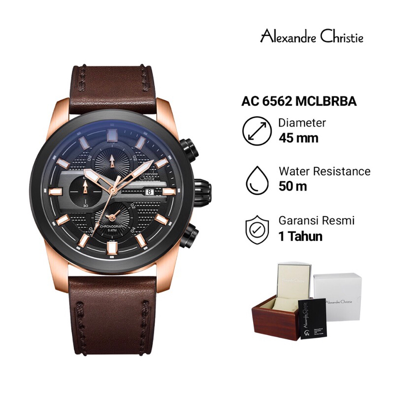Baru jam Alexandre Christie kulit chronograph 6270 6562 MC