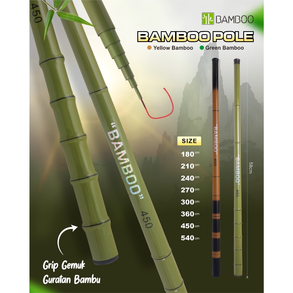 Joran Pancing Tegek / Joran Pancing BAMBOO RUAS PANJANG ( Lentur )