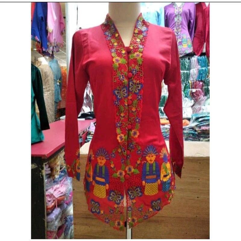 kebaya atasan encim motif ondel-ondel/kebaya modern/katun ima premium