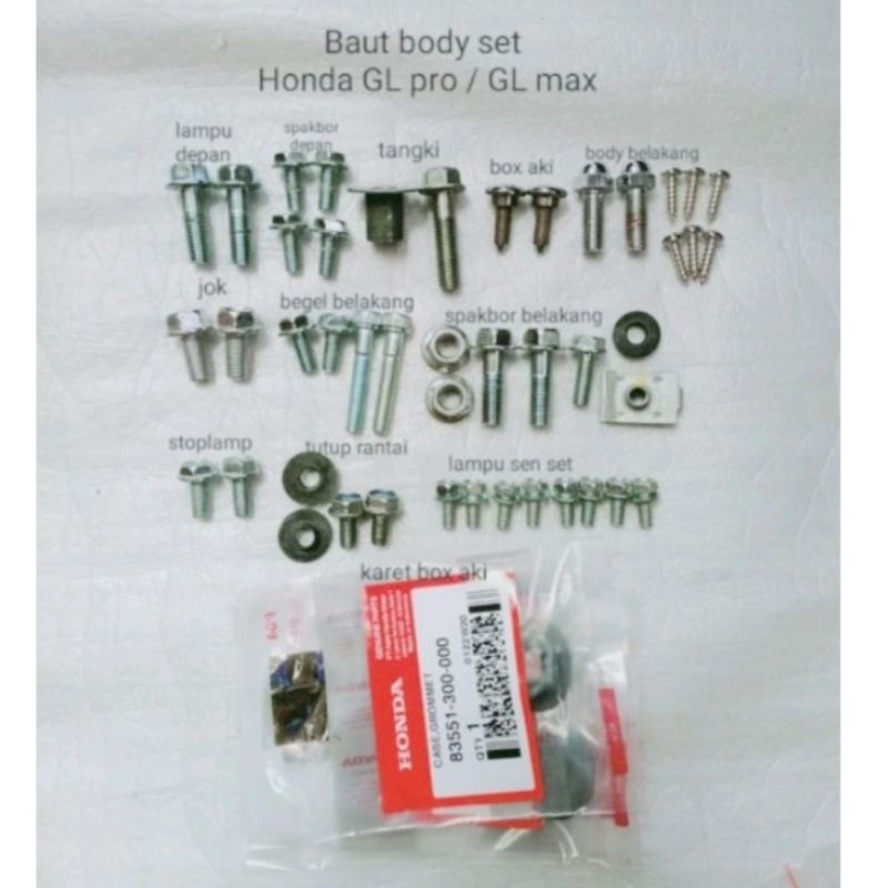 BAUT ORIGINAL SET LENGKAP UNTUK BODY MOTOR HONDA GL PRO GL MAX TERLARIS