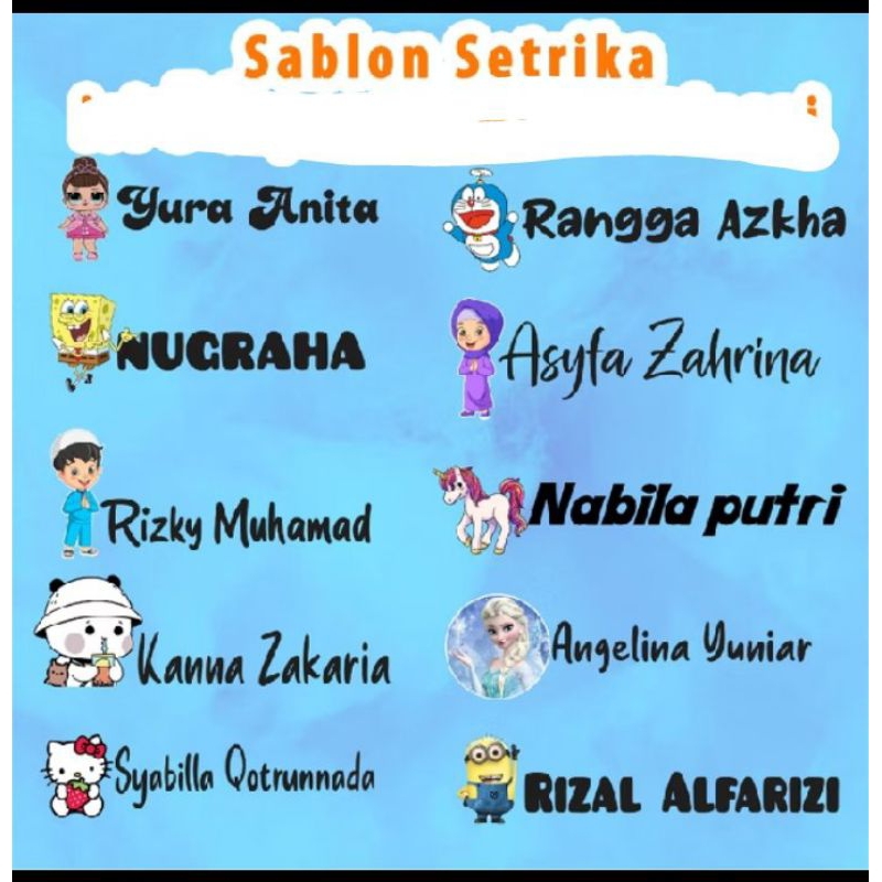 

stiker label nama baju / pakaian anak