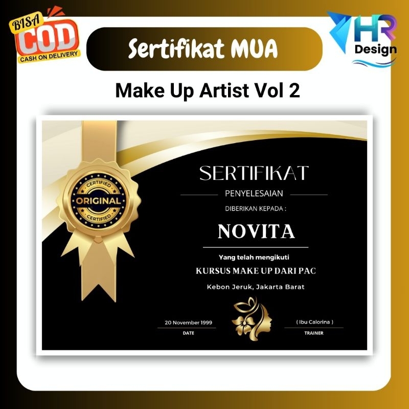

Cetak Sertifikat Make Up Artist Vol 2 / Sertifikat Kursus Kecantikan