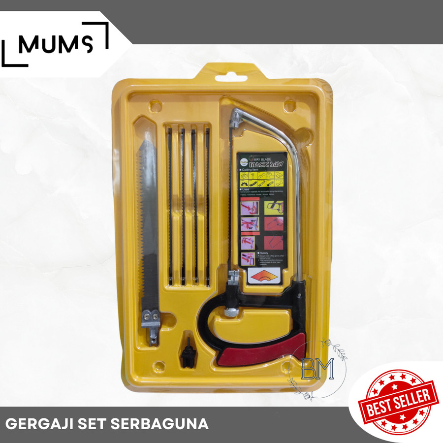 Gergaji Mini / Gergaji Ukir Kerajinan Serbaguna Gagang Pipa Besi Magic Saw Gergaji Tangan Manual Set
