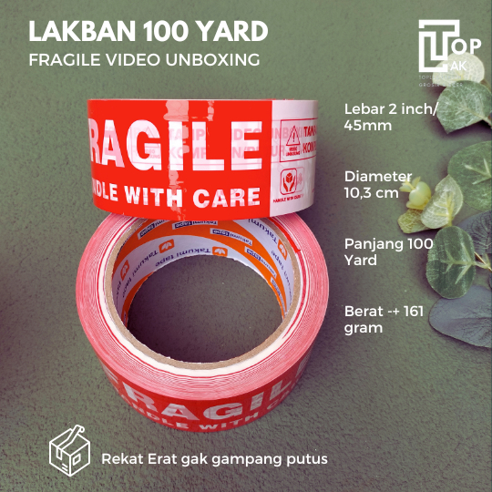 

LAKBAN FRAGILE VIDEO UNBOXING 100 YARD 2 INCH 45MM WARNA KOMBINASI MERAH PUTIH