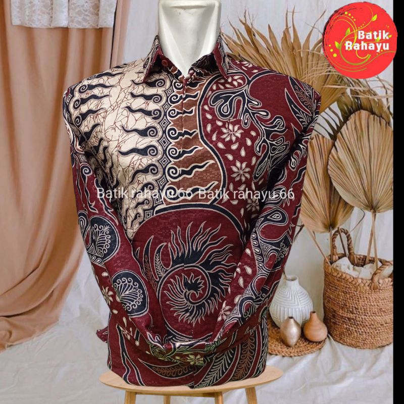 Kemeja batik lengan panjang/batik  pria lengan panjang/kemeja batik pria bahan dolby/batik pria leng