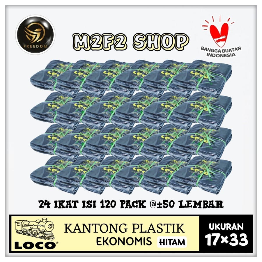 Kantong Plastik Kresek Loco HD PE 17 Hitam Ekonomis - (Kemasan 24 Ikat)
