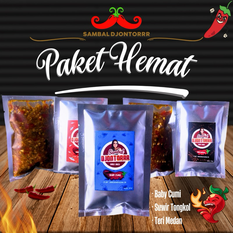 

Sambal Paket Hemat SET 6 pcs 60 gr - Baby cumi, Suwir Tongkol, Teri Medan