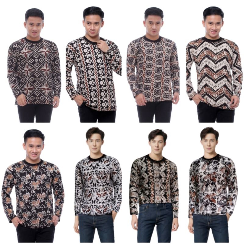 Kaos batik batangan lengan panjang unisex motif random