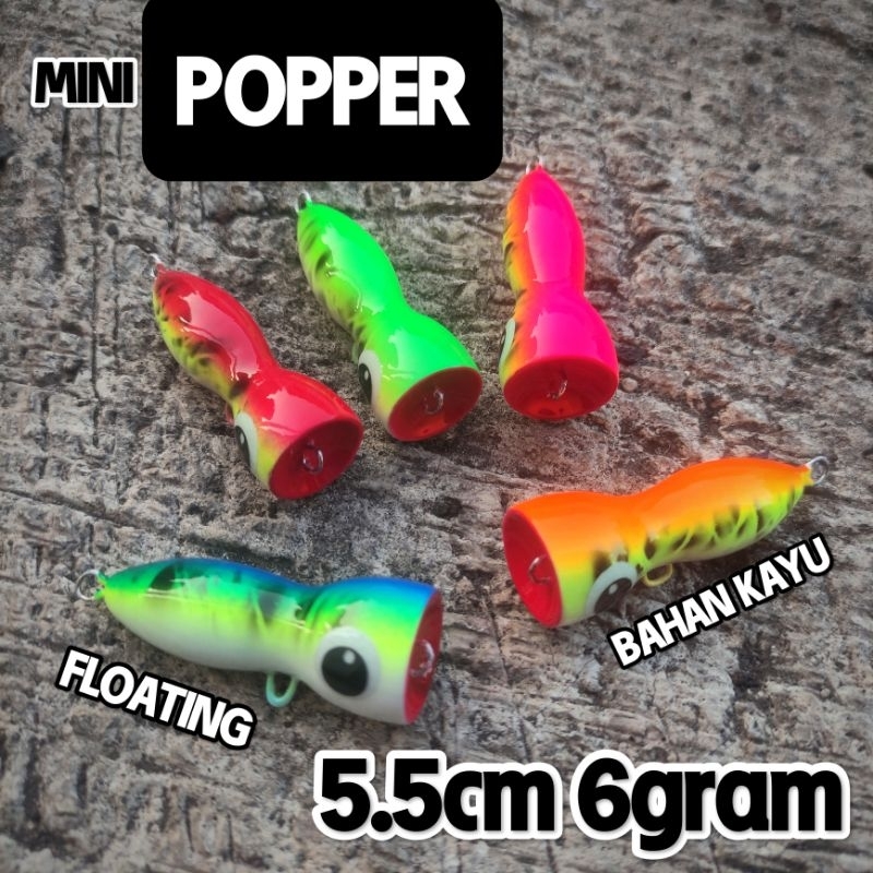 umpan MINI POPPER bahan kayu 6gram 5.5cm