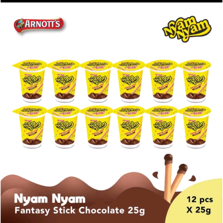 

nyam nyam fantasy stik chocolate coklat renceng isi 12pcs x 25gr sn