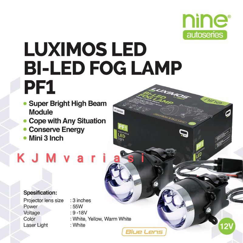 LAMPU FOGLAMP PROJECTOR MOBIL 3 INCH LASER NINE LUXIMOS PF1 55 WATT  3 WARNA UNIVERSAL