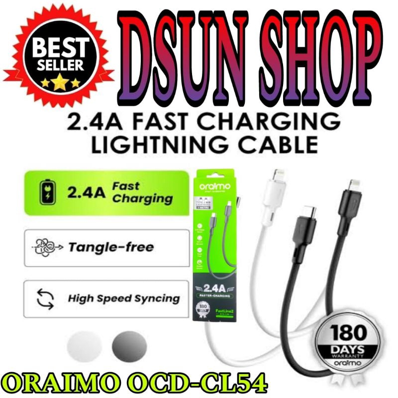 Oraimo FastLine  OCD-CL54 / 114CL Type-C to Lightning  iphone 3A Data Cable Kabel ori