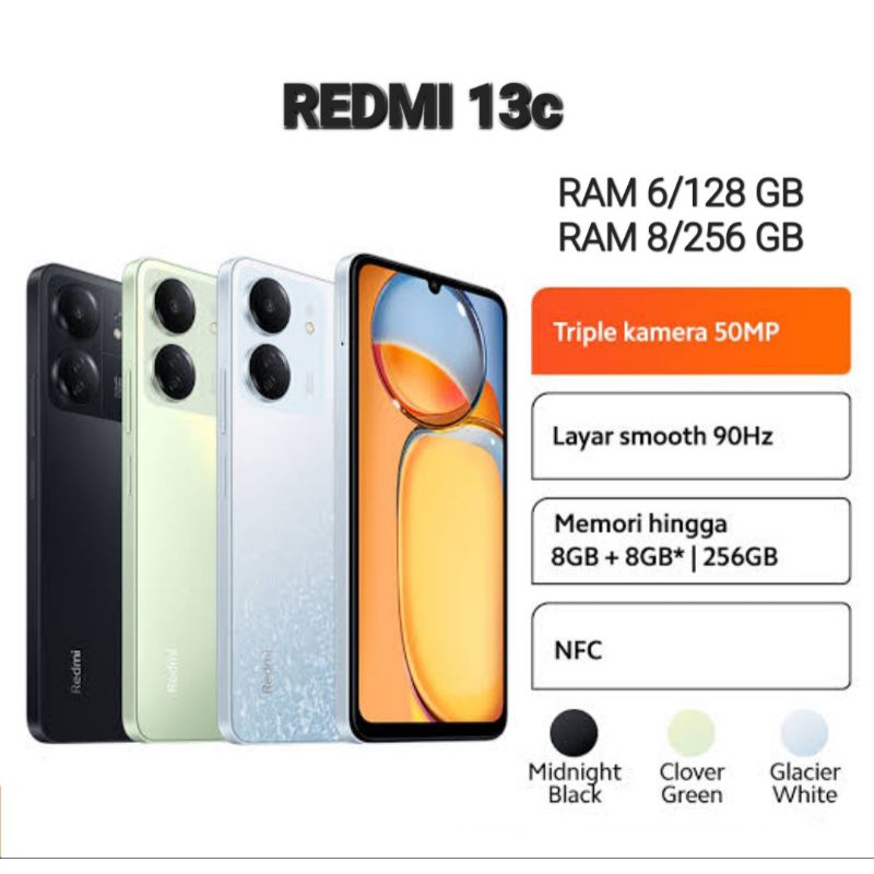 HP XIAOMI REDMI 13c 4G RAM 6/128 GB | 8/256 GB GARANSI RESMI