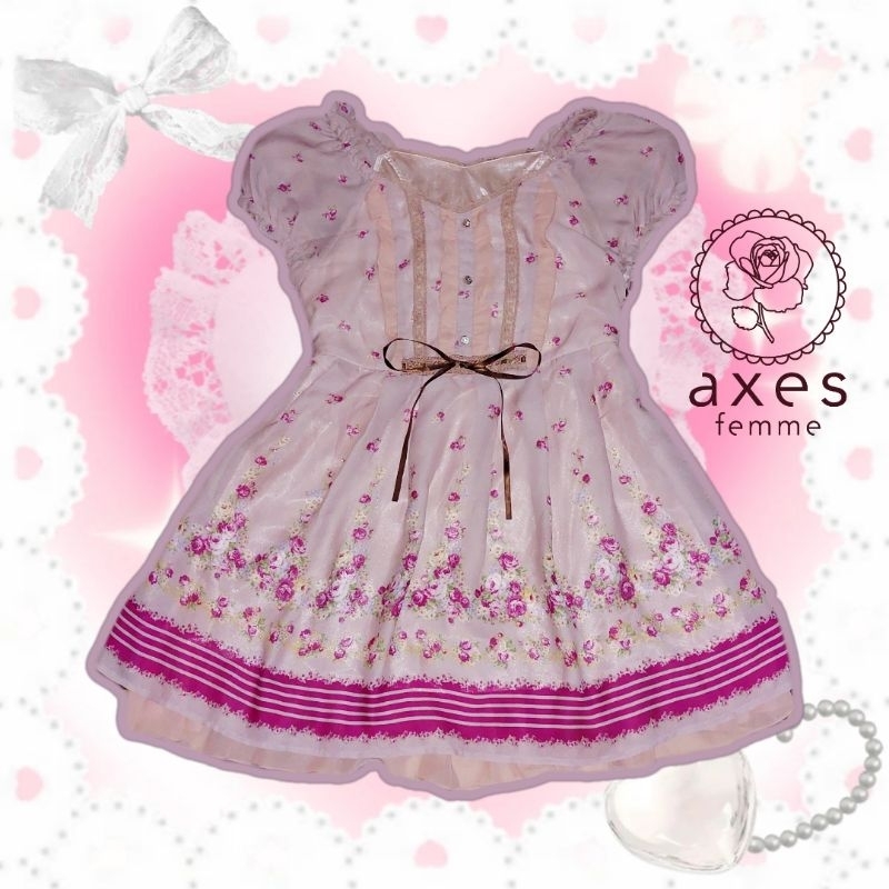 dress dusty pink axes femme kawaii hime gyaru shabby dollette cottagecore fairy kei lolita