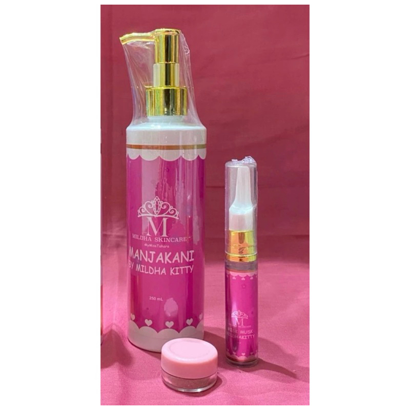 (PROMO 3 ITEM ) MANJAKANI PLATINUM  BY TETEH SULTAN MILDHAKITTY SKINCARE  250ML & PARFUME MISKMUSK 1