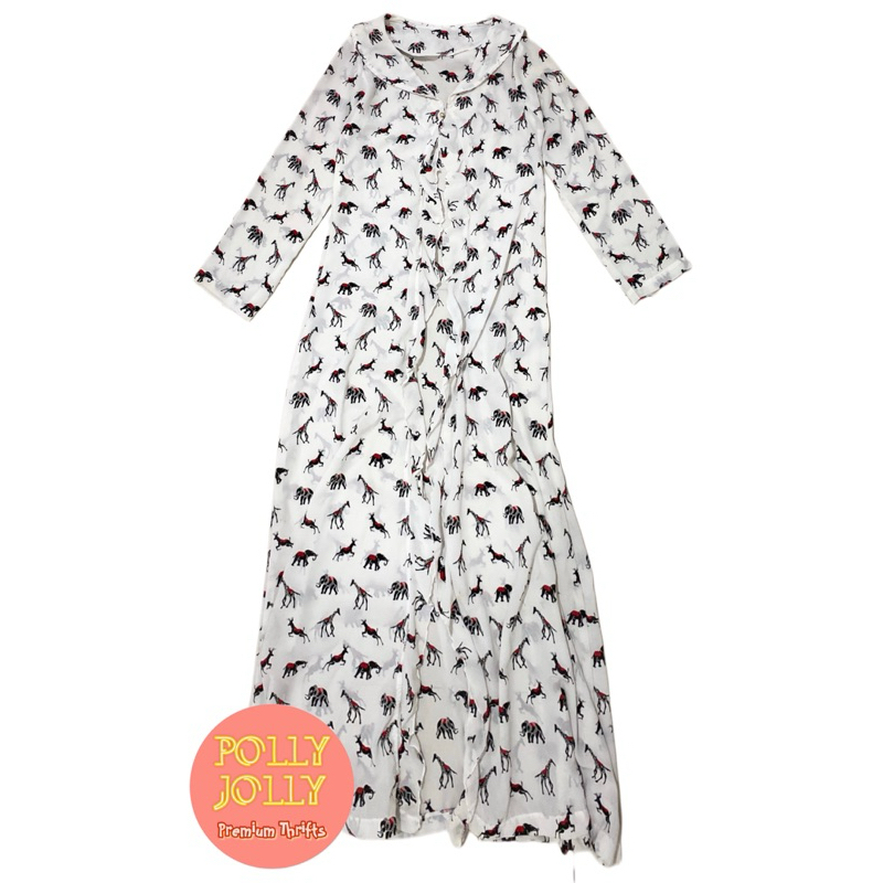 Outer Ceruty See Through/Tembus Pandang Motif Kuda Warna Putih (Preloved)