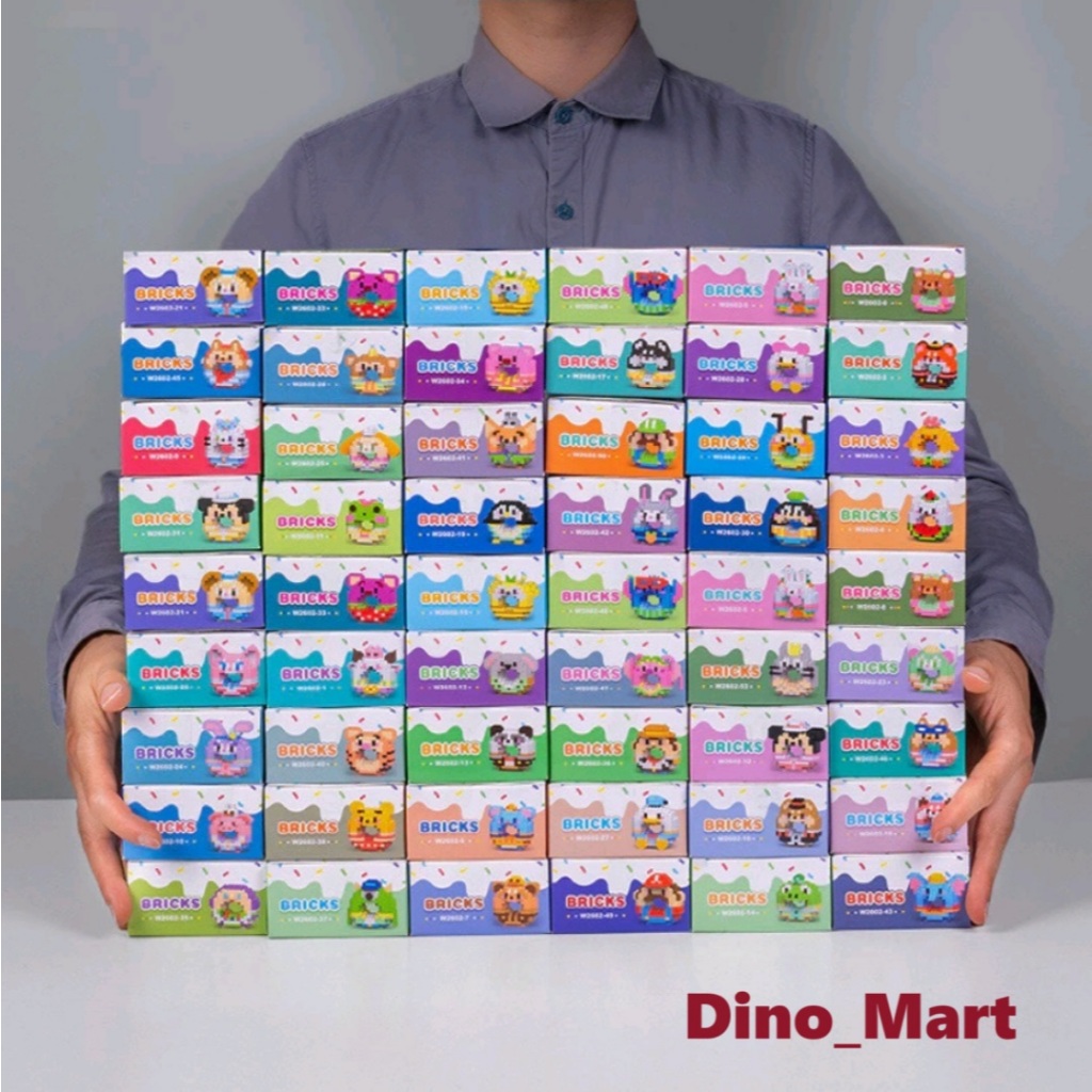 Brick Model Donat Karakter Kartun - Nano Block - Mini Toys - Mainan Balok - Dino Mart