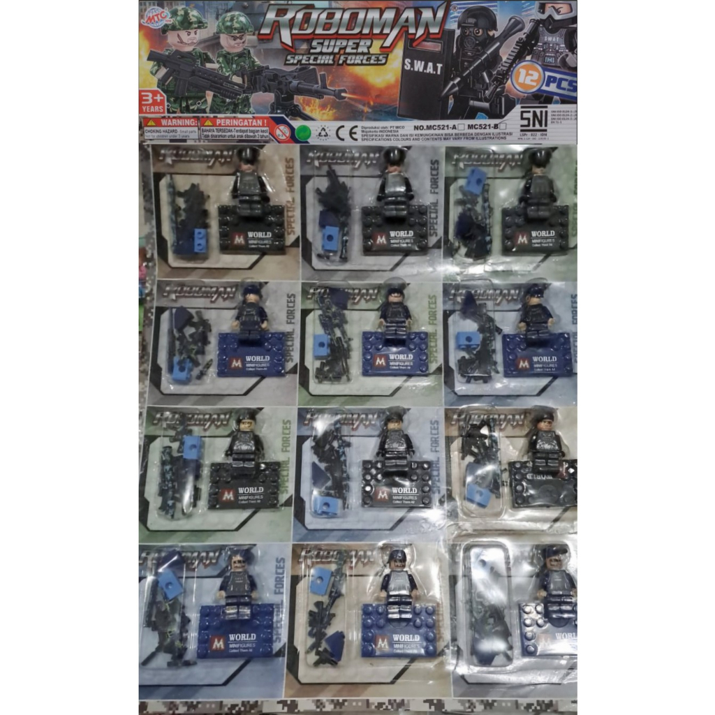 Brick Roboman Mainan Anak Special Forces SWAT Pasukan Polisi Tentara TNI