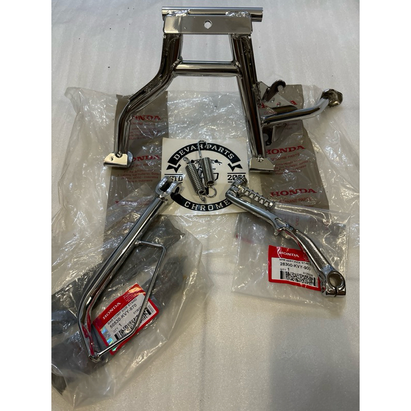 Standar Tengah/Standar Samping/ Slahan/Kick Stater Honda Beat Karbu , Scoopy Karbu Original Chrome