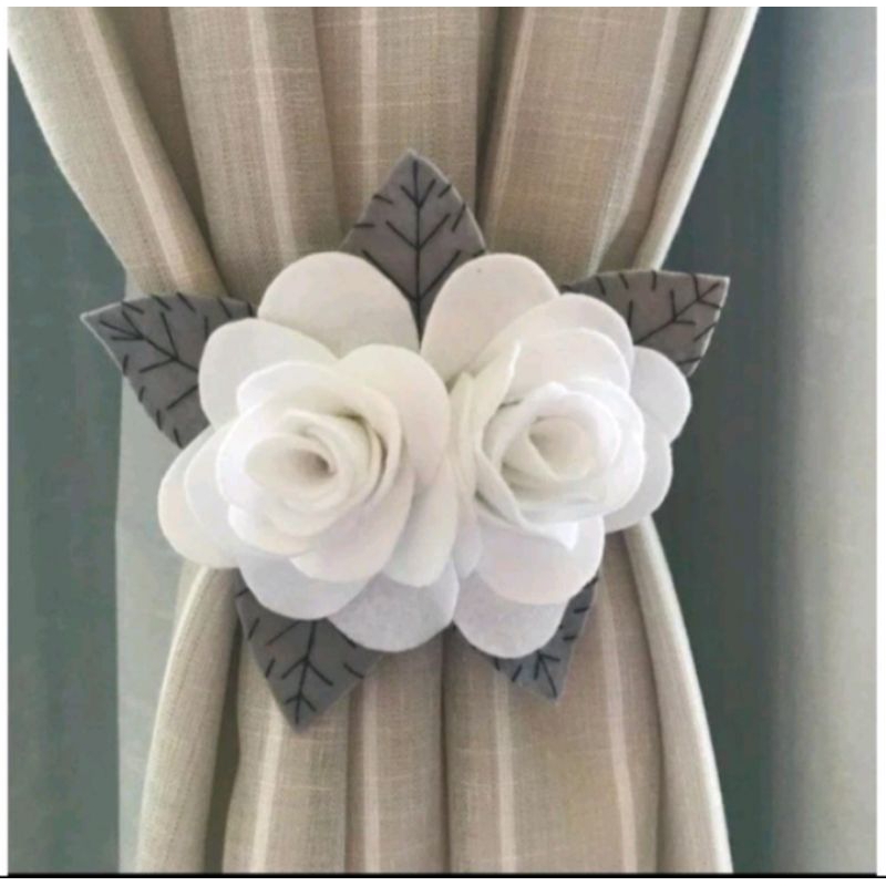 Tali Gorden motif bunga bahan kain flanel murah harga 2 pcs