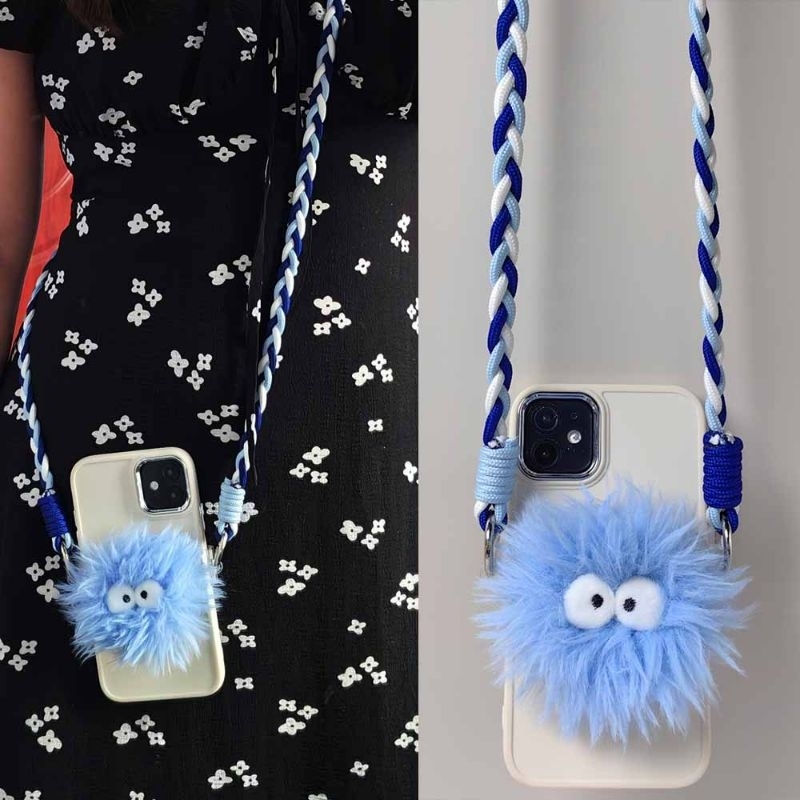 Strap Handphone Tali Tas Selempang Pouch Bulu Biru