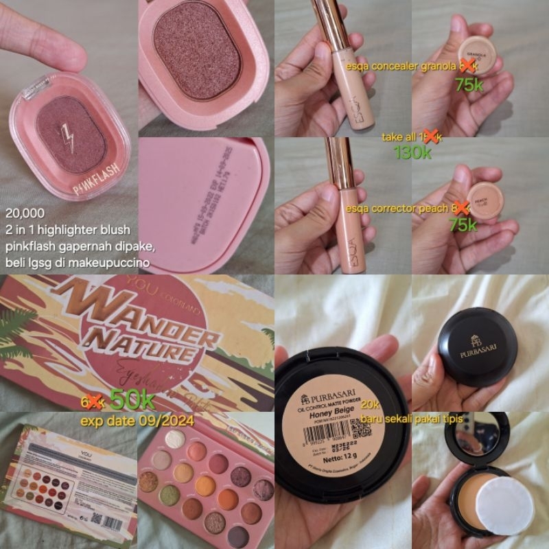 Preloved Makeup Mad for Makeup YOU Y.O.U Purbasari Pinkflash Blush On Concealer Bedak Eyeshadow Pale