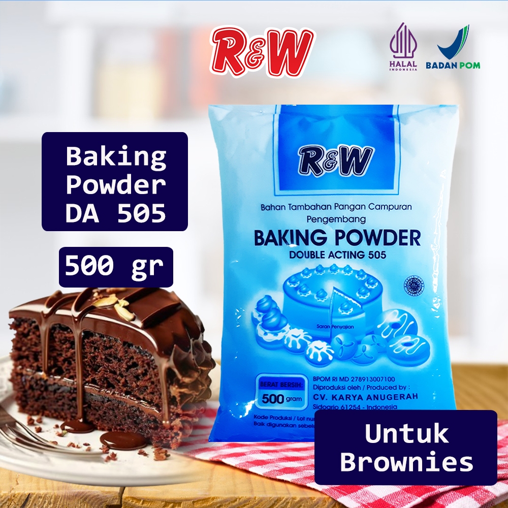 

Baking Powder Double Acting DA 505 Pengembang Kue Rajawali R&W 500 gr untuk Brownies