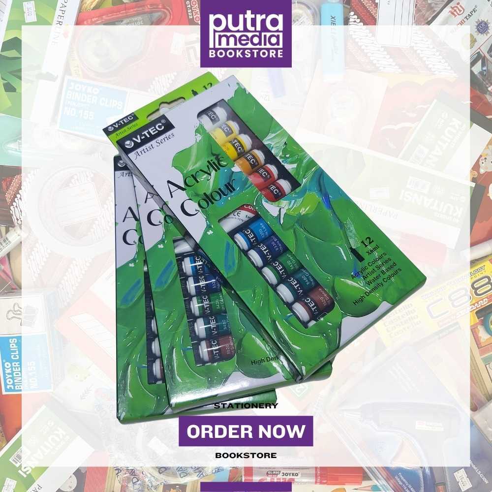 

Cat Lukis Akrilik Set Isi 12 Warna V-Tec / Acrylic Paint Color V tec Series 12 x 6 ml Colour