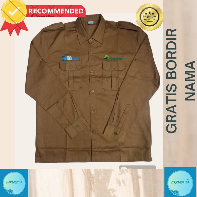 KEMEJA PERHUTANI SERAGAM PDH PERHUTANI KEMEJA BUMN PERHUTANI KEMEJA COKLAT PERHUTANI