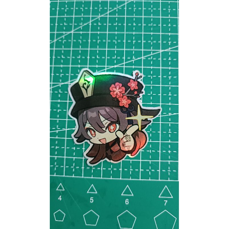 Stiker Hologram Genshin Impact Spesial Hu-Tao