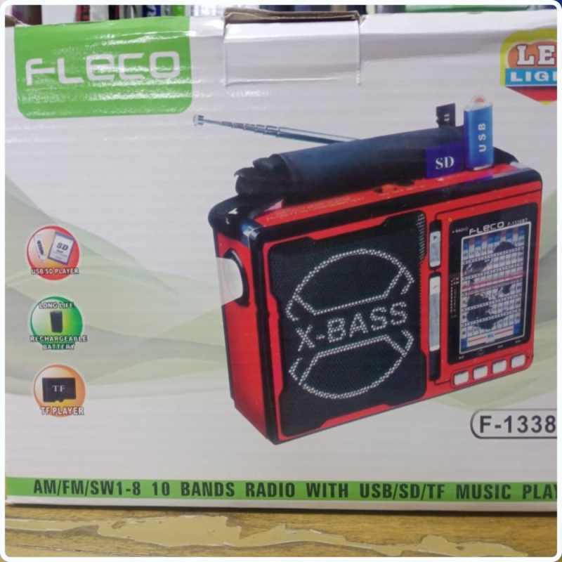 RADIO FM AM SW USB/SD/TF PLAYER FLECO F-1338BT ORIGINAL