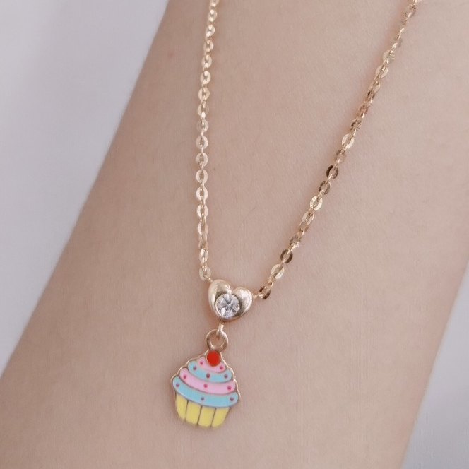 KALUNG ANAK CUTE CUPCAKE EMAS ASLI NORI LUCU