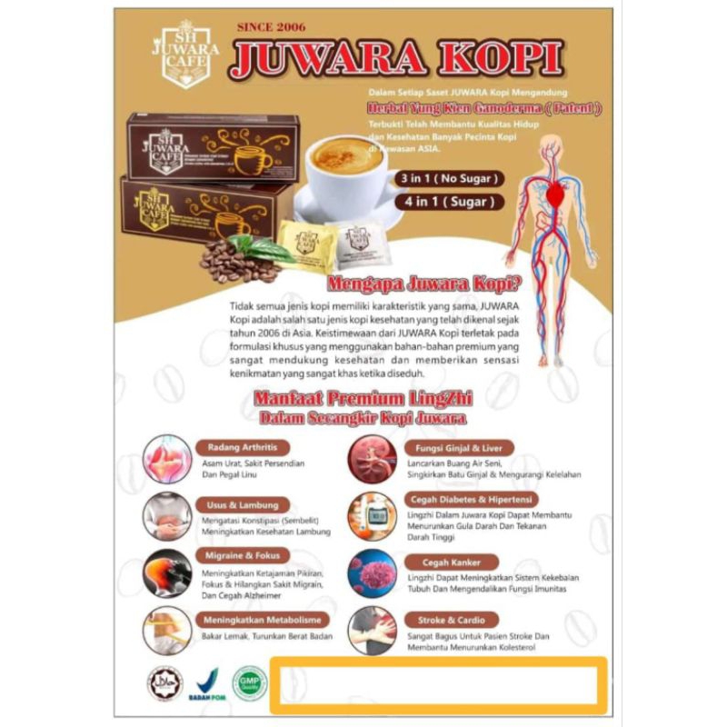 

Kopi SH JUWARA CAFE Harga 1 bungkus