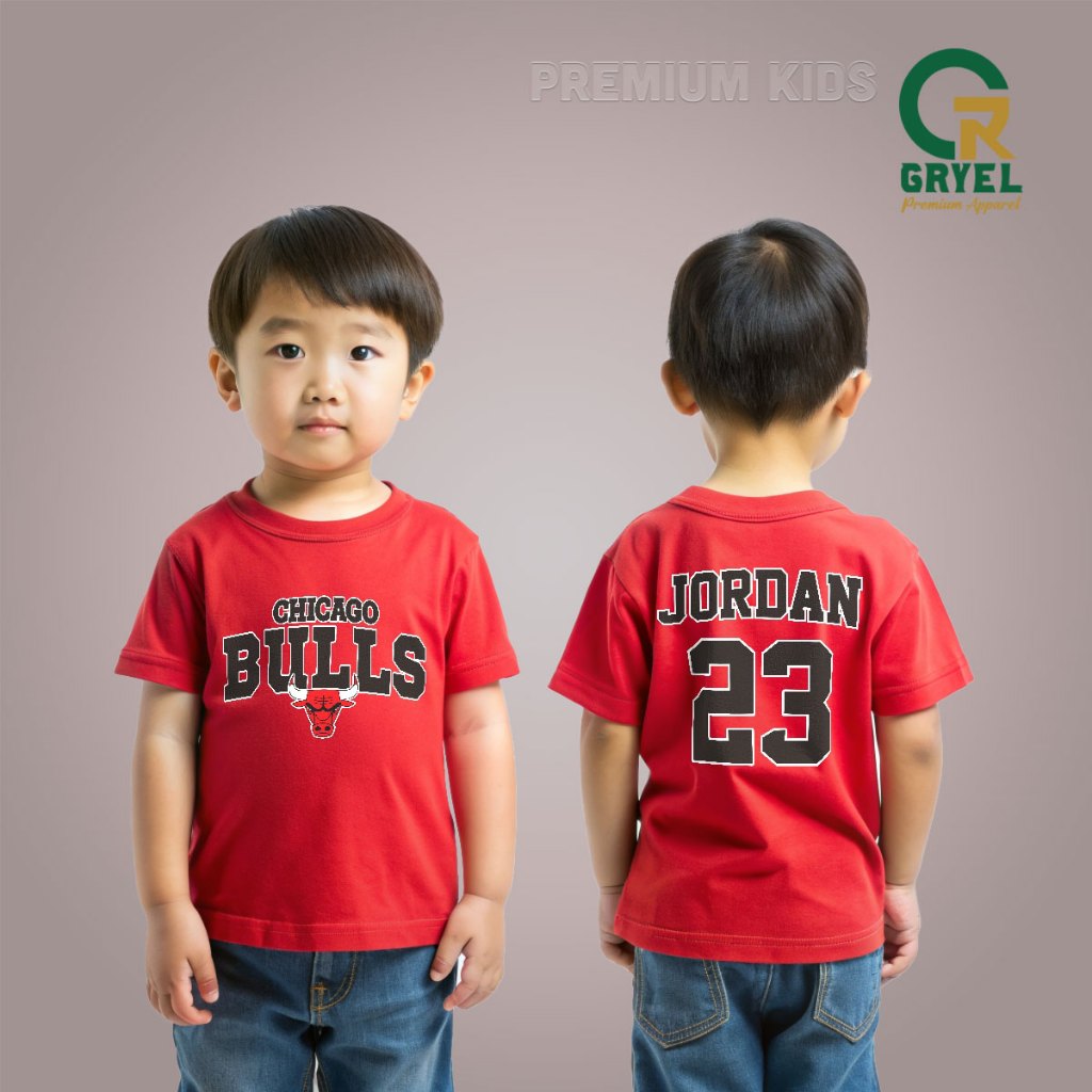T Shirt Kaos Anak 1- 3 Tahun Chicago Bulls Jordan 23 - Merah