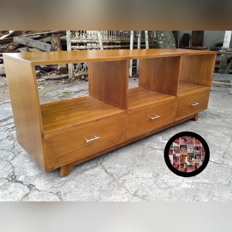 meja tv / rak tv / bufet tv minimalis / lemari tv / meja tv pendek kayu jati pilihan