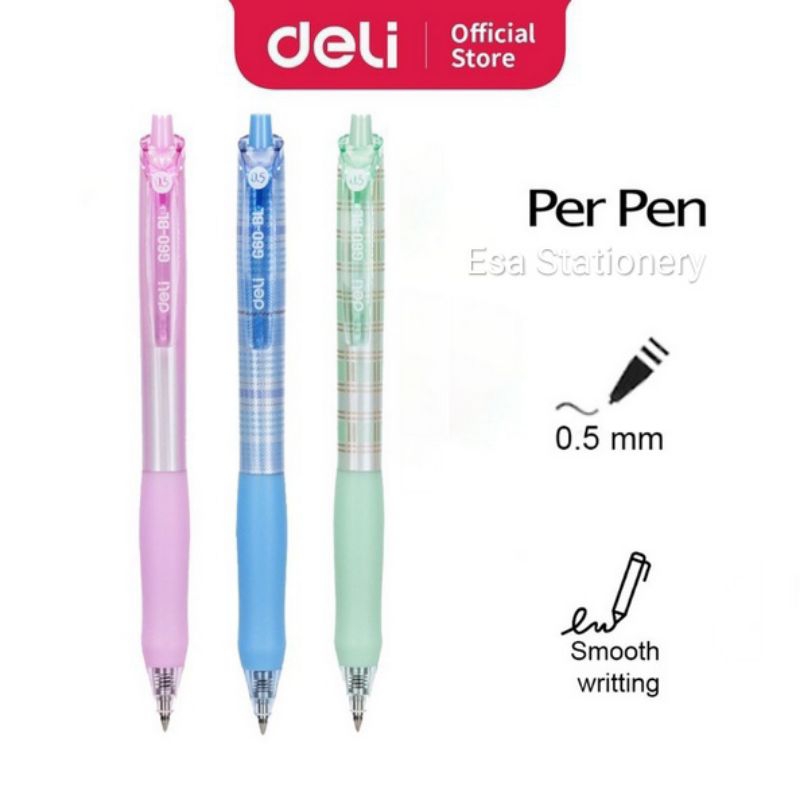 

DELI Retracable Gel Pen 0,5mm Hitam/Biru (EG60-BK/EG60-BL)